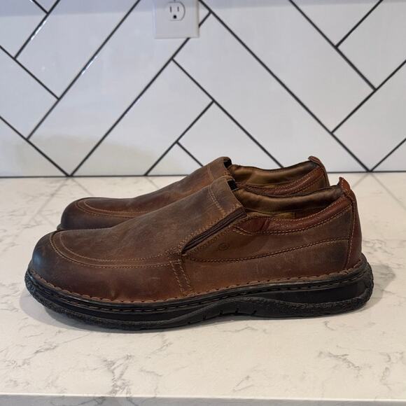 Born Blast III Brown leather slip on loafer size 14 wide minimalist neutral - Picture 1 of 7